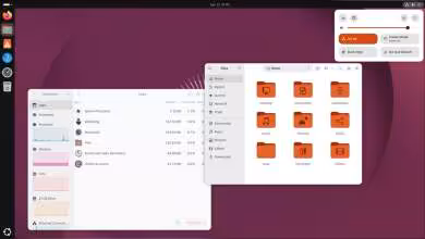 Interface Ubuntu 26.04 montrant le gestionnaire de fichiers et le moniteur système.