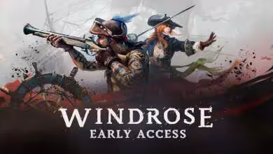 Illustration promotionnelle du jeu Windrose avec deux personnages en costumes d'époque.