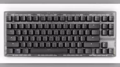 Clavier mécanique Wooting avec capuchons de touches noirs sur fond transparent