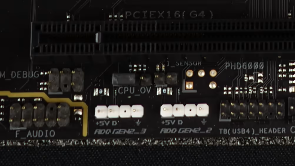 rog strix b850 f gaming wifi7 neo connecteurs rgb 5v gen2