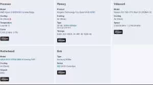 Capture spécifications AMD Ryzen 9950X3D2, mémoire Kingston, carte graphique Radeon RX 7900 XT