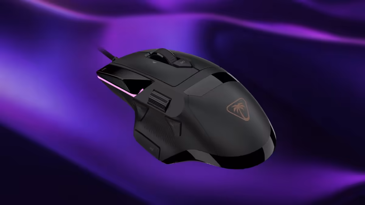 Souris gaming Turtle Beach avec design noir et rétroéclairage.