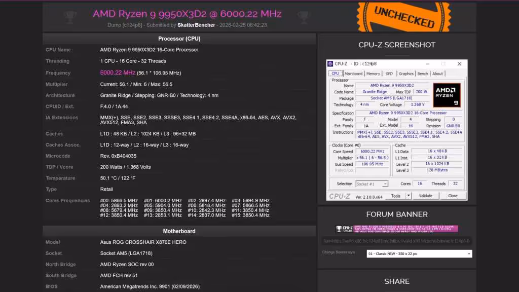 9950x3d2 overclocking 6000 mhz