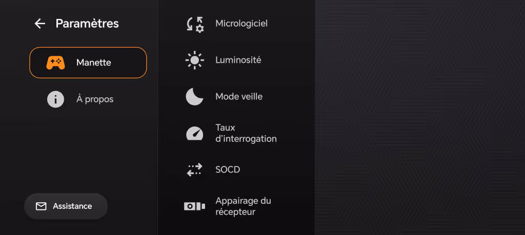 SCUF Omega application Android paramètres