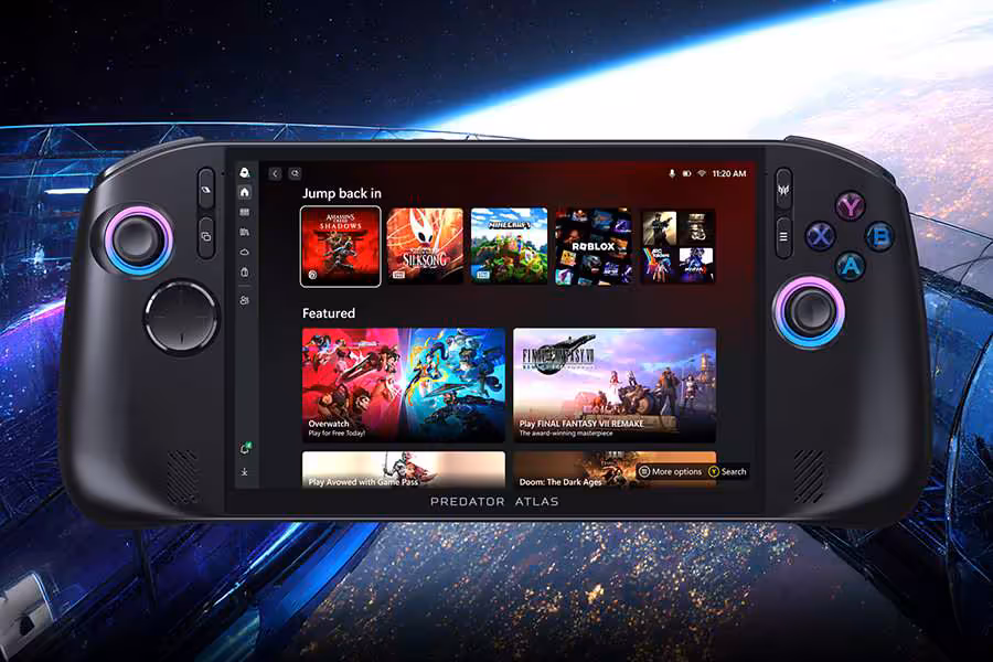 Interface utilisateur console écran sélections de jeux fond spatial