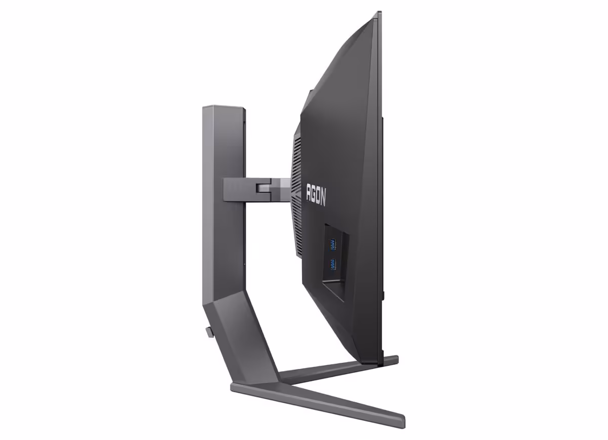 Vue latérale moniteur AOC Agon Pro, design fin et moderne.