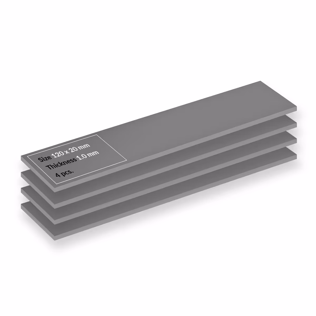 Lot de pads thermiques gris ARCTIC TP-4 120 x 20 mm, 4 pièces, épaisseur 1 mm
