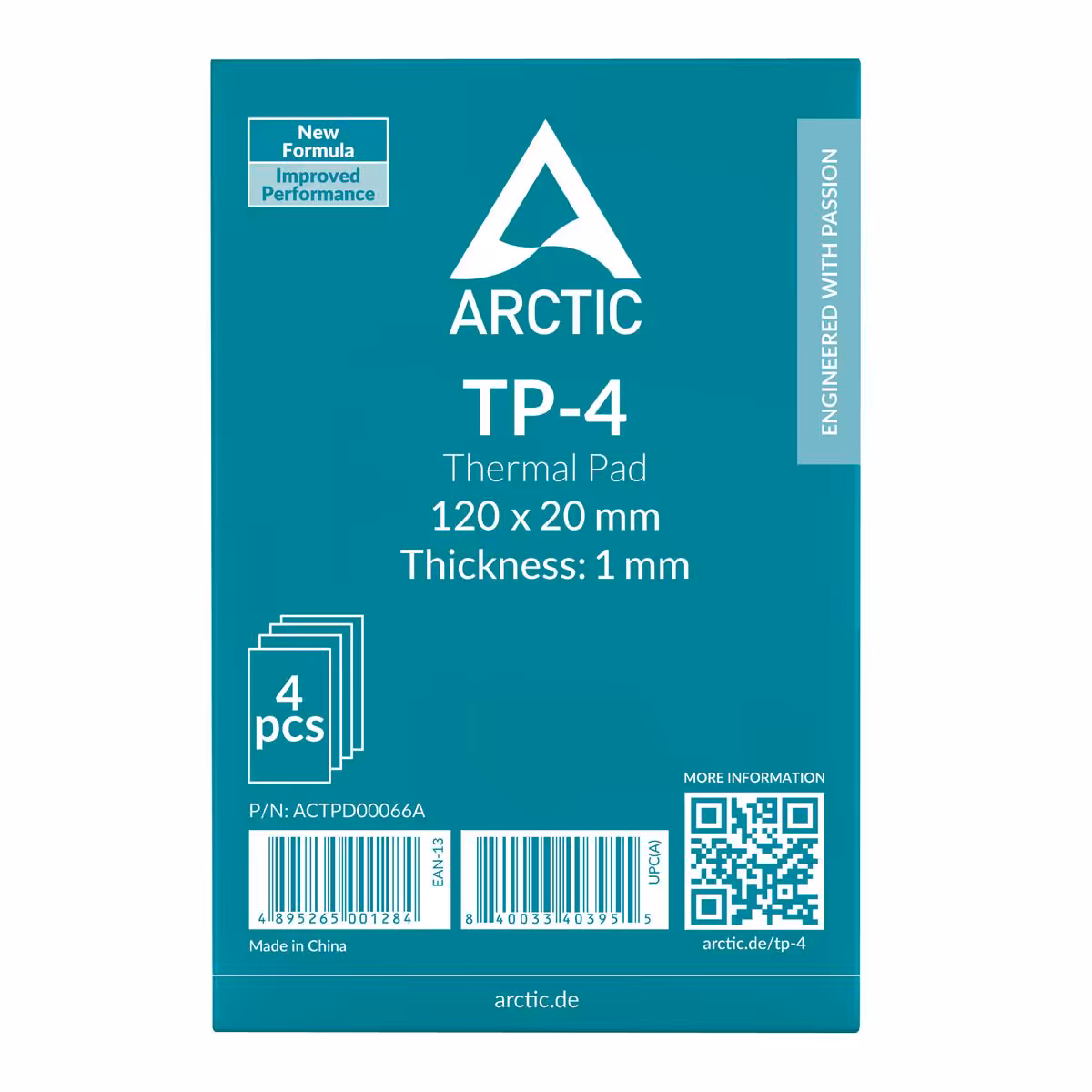 Emballage ARCTIC TP-4 Thermal Pad 120 x 20 mm, 4 pièces, épaisseur 1 mm