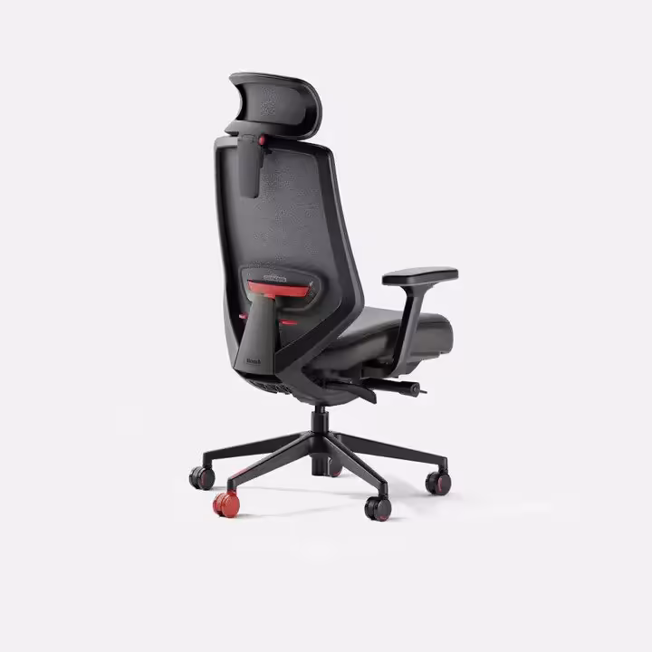 Chaise gaming SEGA : Branch signe trois modèles officiels entre Sonic, Genesis et Dreamcast 7 Chaise gaming Branch noire et rouge, vue arrière sur fond blanc