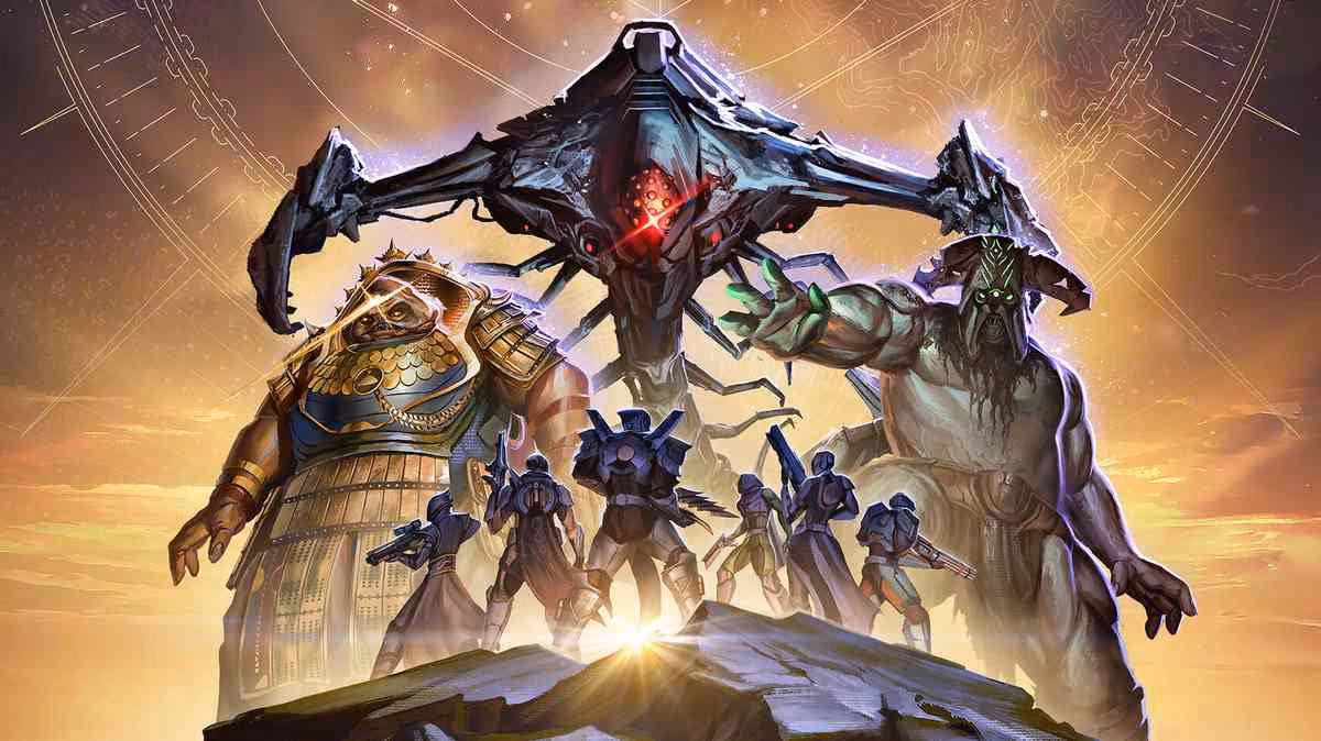 Destiny 2 s'arrête en juin 2026 : Bungie acte la fin du suivi avec Monument of Triumph 3 Illustration Destiny 2 montrant un boss alien géant et plusieurs Gardiens en combat