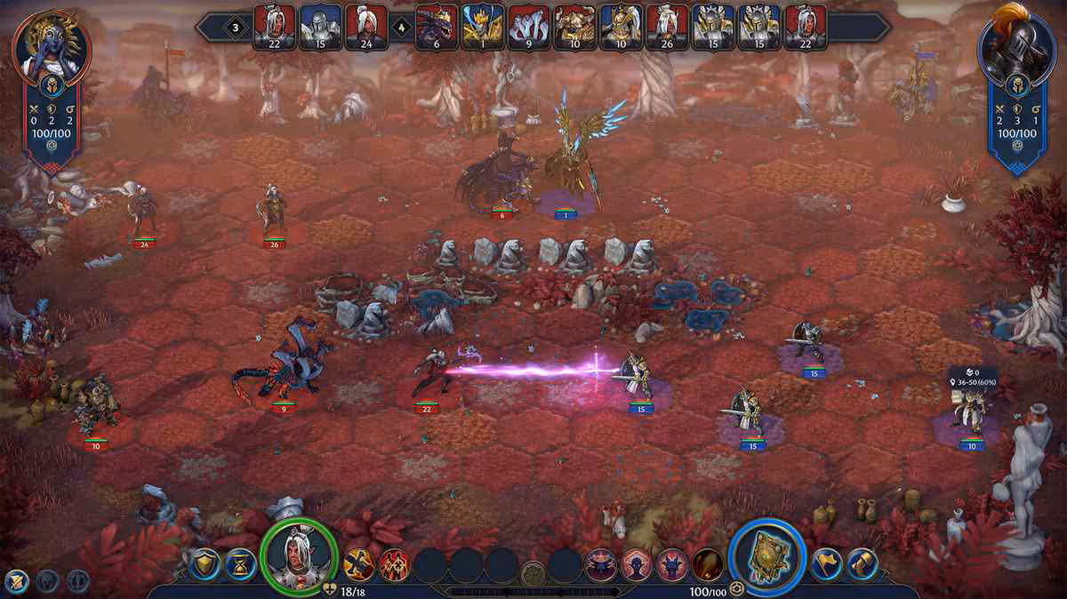 Heroes of Might and Magic: Olden Era dépasse 1 million et détaille sa feuille de route 3 Capture d’écran de combat tactique Heroes of Might and Magic: Olden Era, interface de bataille et unités visibles