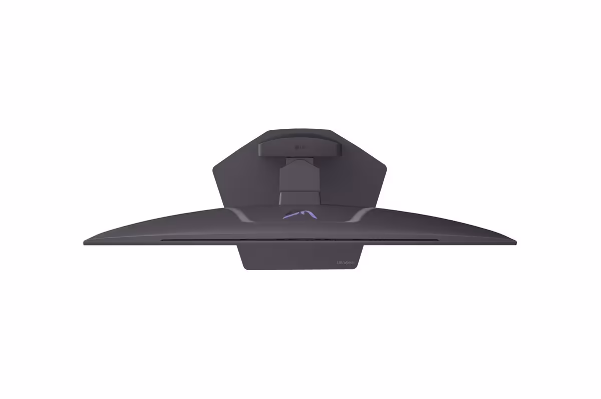 Vue aérienne écran LG UltraGear, design incurvé.
