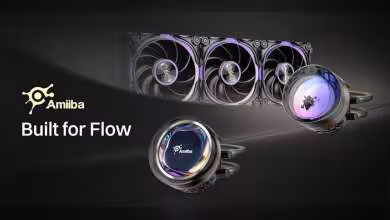 Refroidissement liquide Amiiba Built for Flow, avec ventilateurs RGB et waterblock circulaire