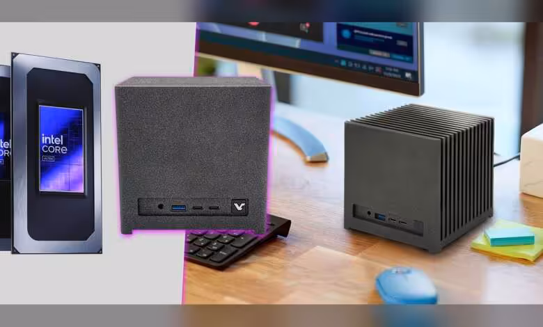 Kubb Fanless passe au Core Ultra X7 358H, un cube passif de 12 cm à 1 850 euros 1 Mini PC Kubb Fanless ultra contrasté avec cœur Intel Core, cadre professionnel, fond de bureau moderne
