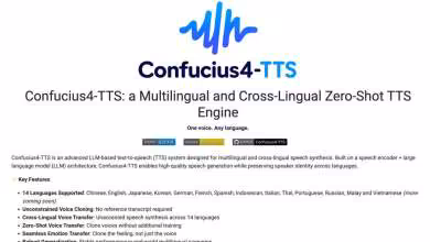 Capture d'écran du site présentant Confucius4-TTS, modèle multimodal éducatif multilingue.