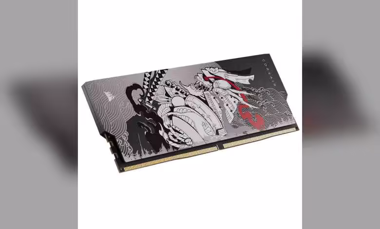 Corsair SHUGO DDR5 : une RAM collector à 6 000 MT/s CL28 pensée pour le modding 1 Module mémoire Corsair SHUGO DDR5 avec dissipateur illustré, vue trois-quarts sur fond blanc