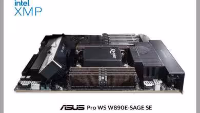 Kit mémoire V-Color sur carte mère ASUS Pro WS W890E-SAGE SE avec logo Intel XMP.