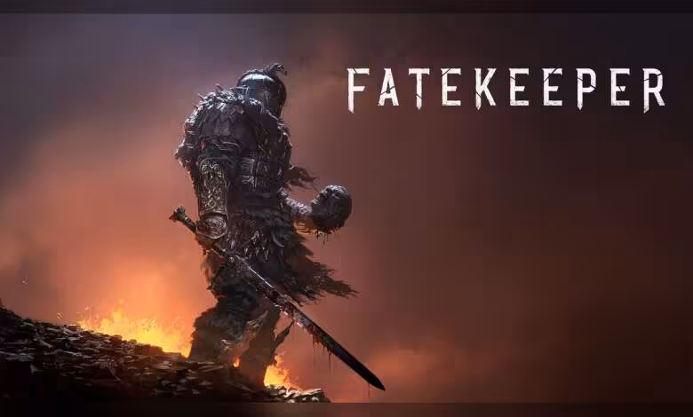 Fatekeeper sortira en accès anticipé le 2 juin sur Steam avec son ARPG en vue FPS 1 Guerrier sombre de Fatekeeper brandissant une épée, silhouette cinématique devant un fond enflammé