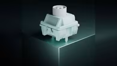 Switch mécanique magnétique Gateron Jade Silent vert menthe, rendu produit sur fond sombre