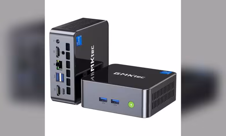 GMKtec NucBox M3 Pro : un mini PC Core i5-13500H compact, triple 4K et 2,5 GbE 1 Mini PC GMKtec NucBox M3 Pro noir et argent, vues de face et de côté avec ports USB, Ethernet et audio visibles