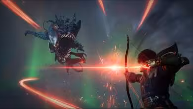 Combat de Lies of P avec arme contre une créature monstrueuse dans une ambiance sombre