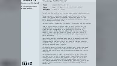 Capture d'écran du message de Linus Torvalds concernant la sortie de Linux 7.1 RC4.