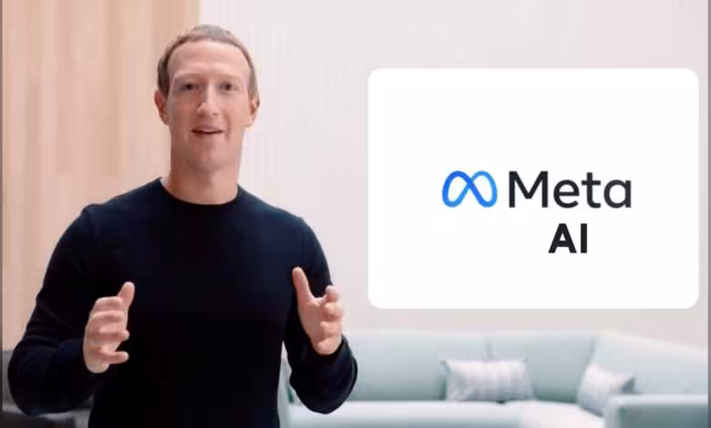 Meta impose la télémétrie au travail pour entraîner l’IA, salariés en révolte 1 Homme debout à côté du logo Meta AI dans une pièce avec canapé en arrière-plan.