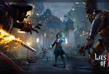 Capture d'écran du jeu "Lies of P" avec personnage central et décor détaillé.