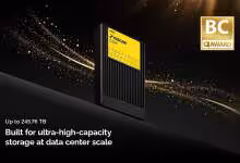 SSD Phison Pascari D206V U.2 PCIe 5.0 noir et jaune, capacité jusqu’à 245,76 To, visuel promotionnel data center