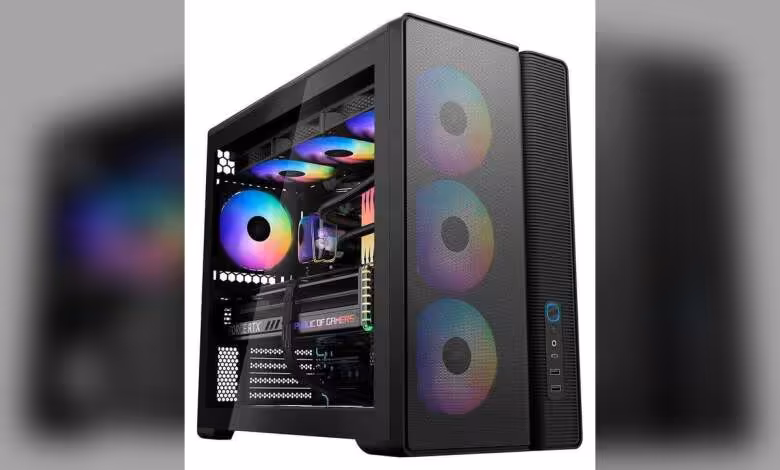 SAMA S50 : un boîtier ATX compact avec 4 ventilateurs ARGB et GPU jusqu’à 410 mm 1 Boîtier SAMA S50 noir entièrement monté, panneau verre trempé, éclairage RGB et configuration gaming