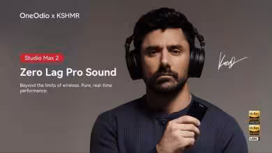 OneOdio x KSHMR Studio Max 2, casque sans fil noir porté par un homme, visuel promotionnel Zero Lag Pro Sound