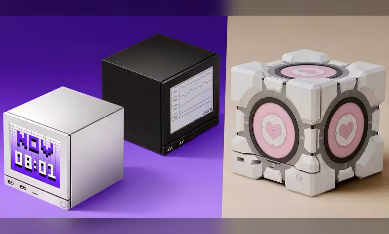 Fichiers CAD Steam Controller et Puck : Valve publie enfin ses modèles externes 1 Objets au design cubique, couleurs vives avec fond violet et beige