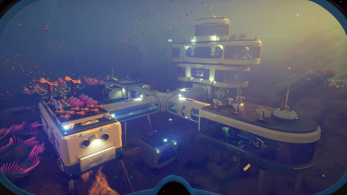 Subnautica 2 fixe sa sortie en accès anticipé au 14 mai 2026 sur PC et Xbox 2 Base sous-marine illuminée entourée de coraux colorés dans Subnautica 2.