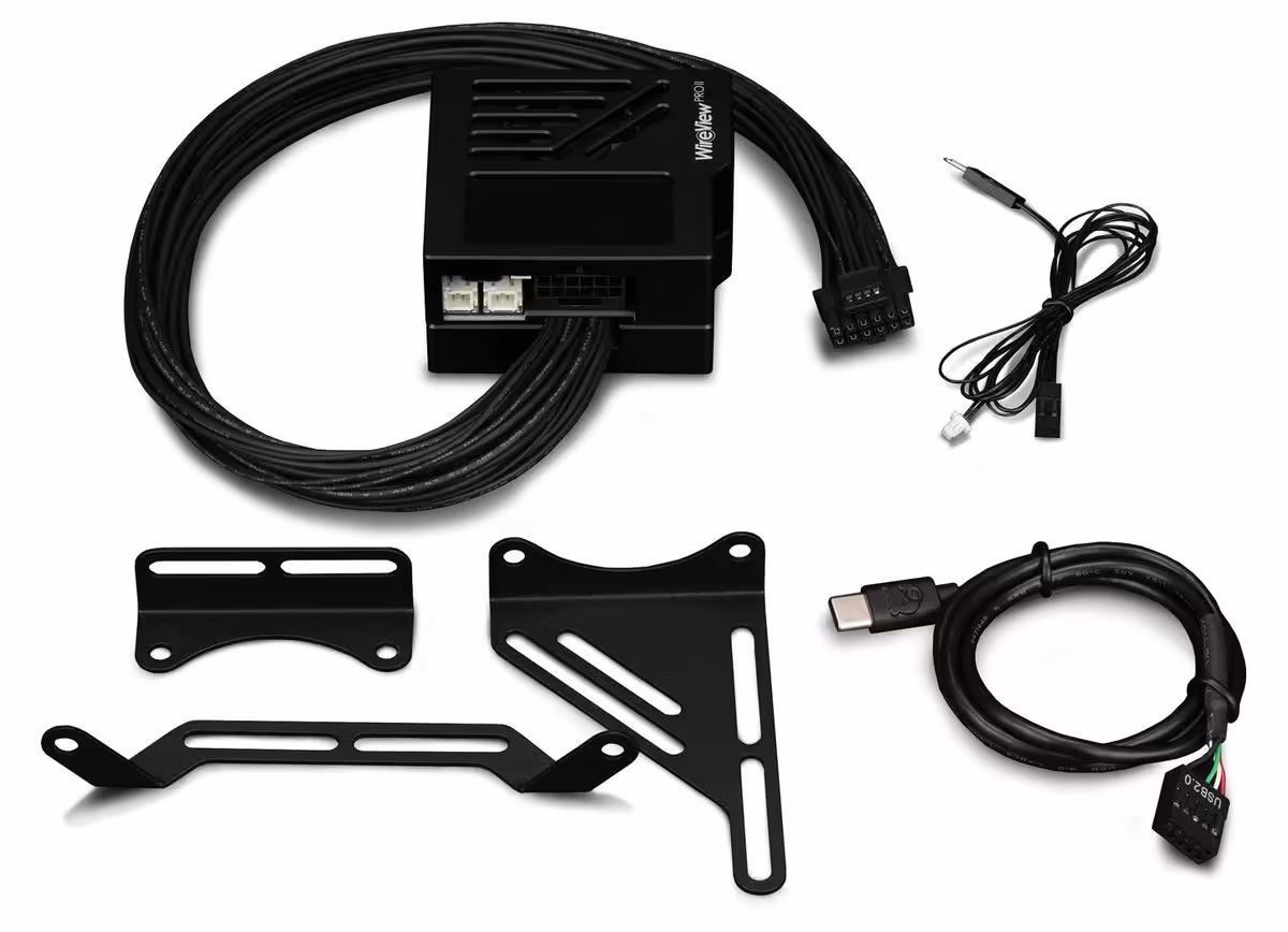 Kit complet WireView Pro II avec accessoires, fond neutre, détails nets