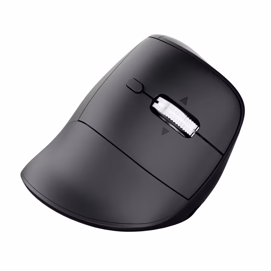 Vue de dessus de la souris Trust Vyran, mettant en évidence le design ergonomique.