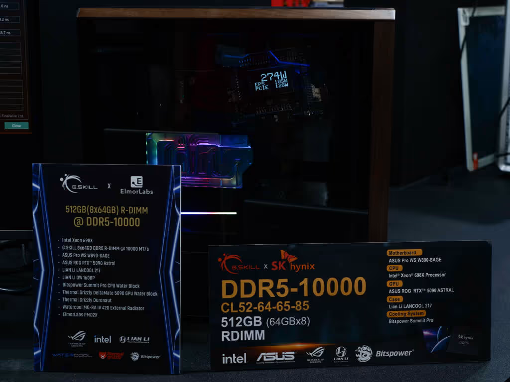 G.SKILL au Computex 2026 : la DDR5 pousse les limites, du gaming à l’IA 3 GSkill démonstration kit R DIMM DDR5 de 512 Go huit modules de 64 Go overclocké à DDR5 10000