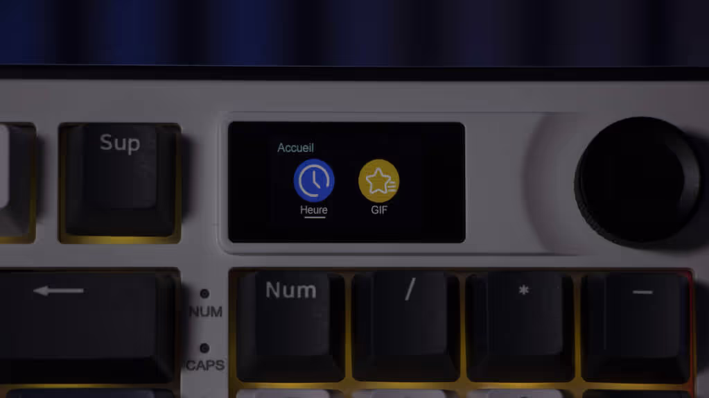 The G LAB Keyz Elite 450 WB écran accueil ou GIF