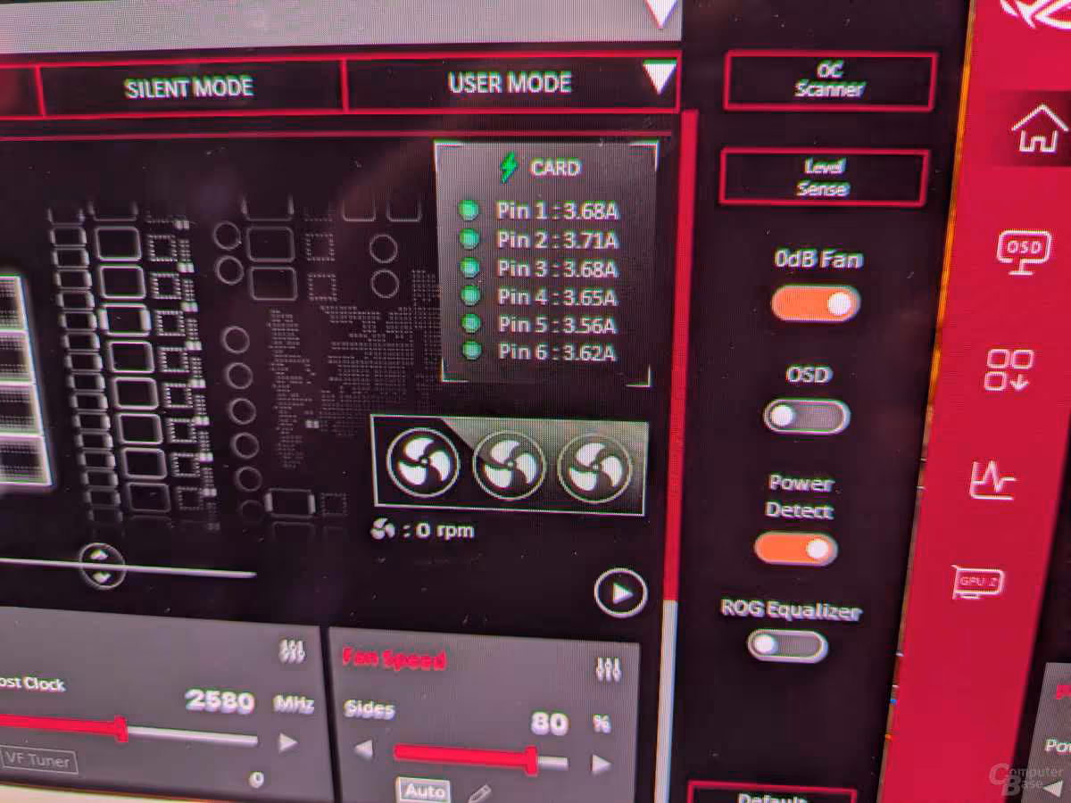RTX 5090 à 48 V : ASUS pousse une carte modifiée à 1000 W via un seul câble 16 broches 4 Capture d'écran de l'interface réglages ASUS, données techniques du GPU