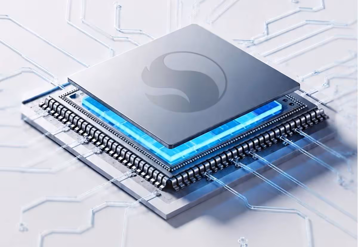 Puce Snapdragon illustrée en rendu 3D, mettant en avant le processeur de la console rétro