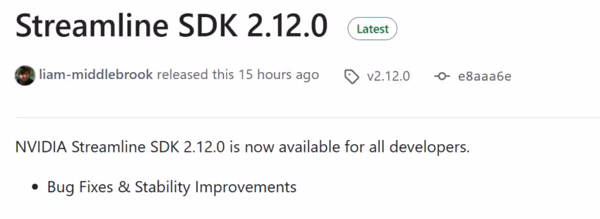 Capture écran texte annonce Streamline SDK 2.12.0 fond blanc