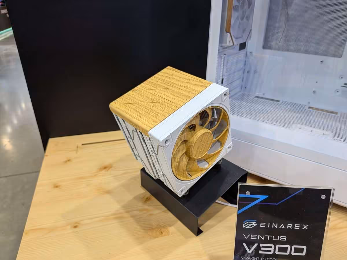 Ventirad Einarex Ventus V300 finition bois clair, design cube compact