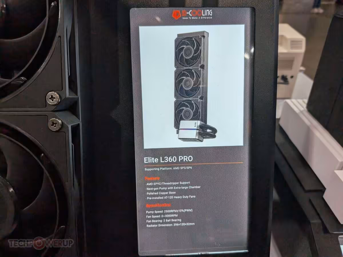 Affiche produit ID-Cooling Elite L360 PRO, AIO triple ventilateur pour processeur