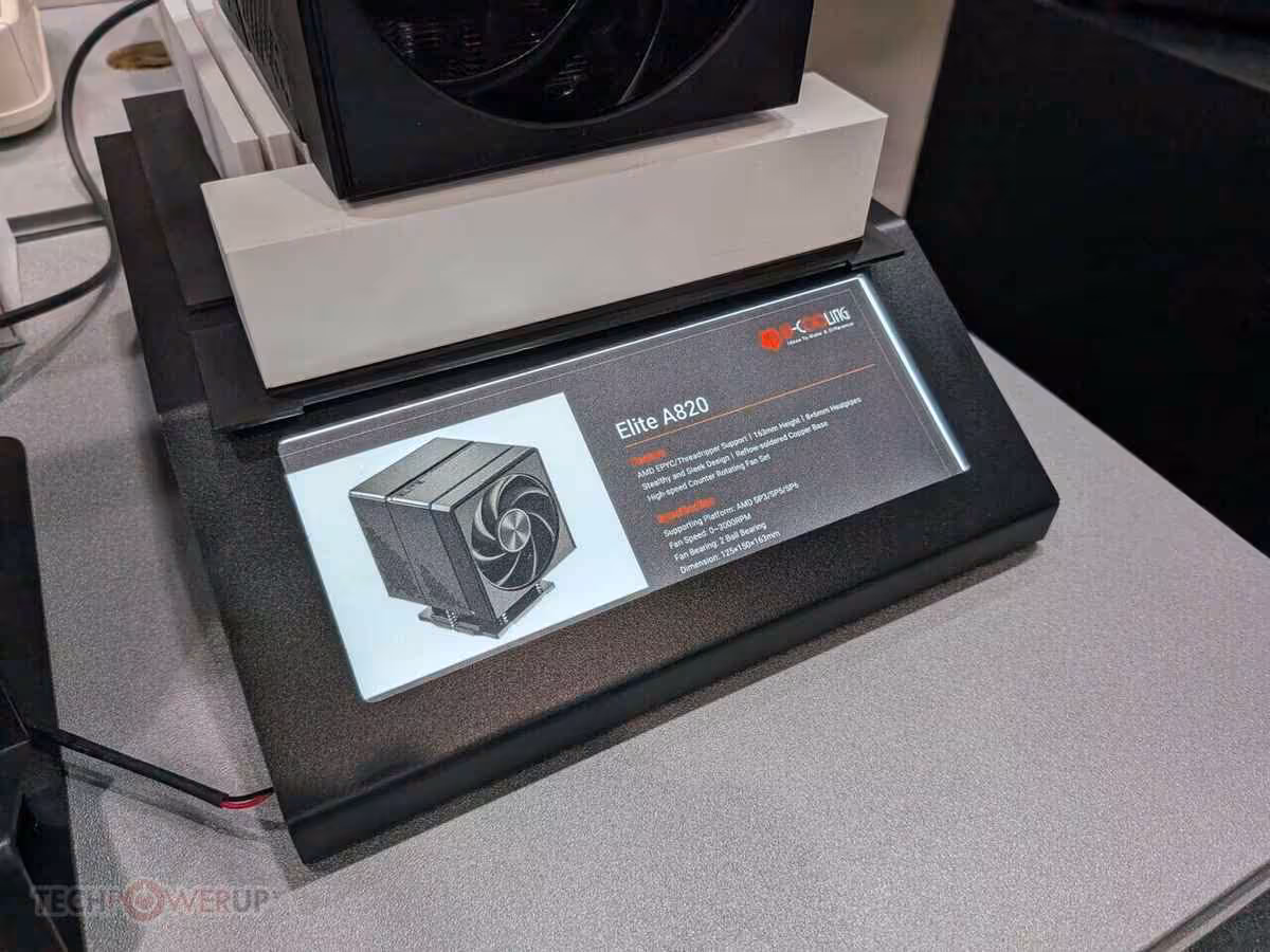 Étiquette produit ID-Cooling Elite A820, refroidisseur air compact pour processeur