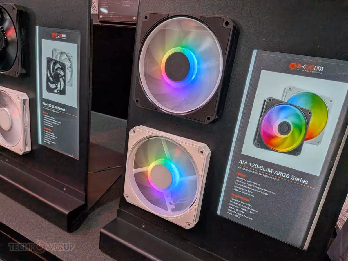 Ventilateurs ID-Cooling AT-120 Slim-ARGB Series, versions RGB noire et blanche