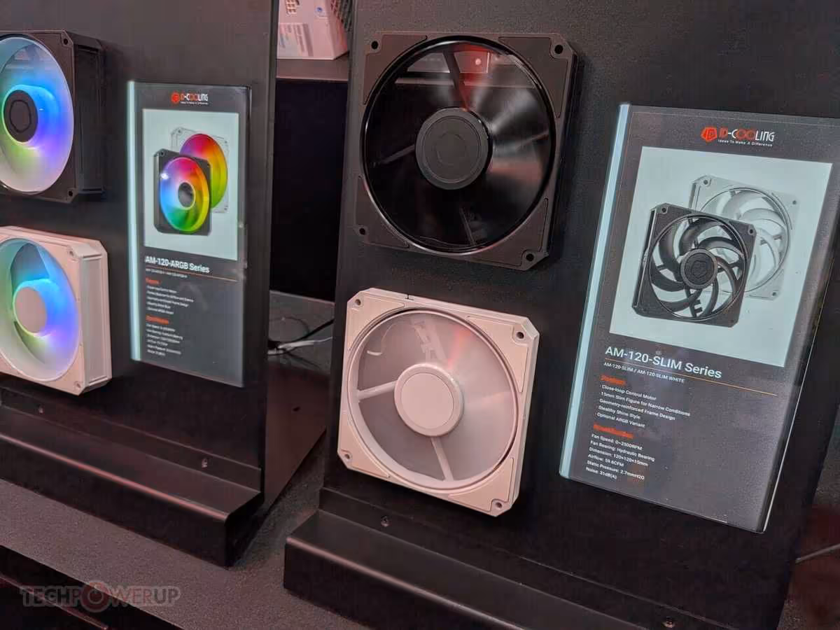 Ventilateurs ID-Cooling AT-120 Slim Series, versions noire et blanche sans RGB