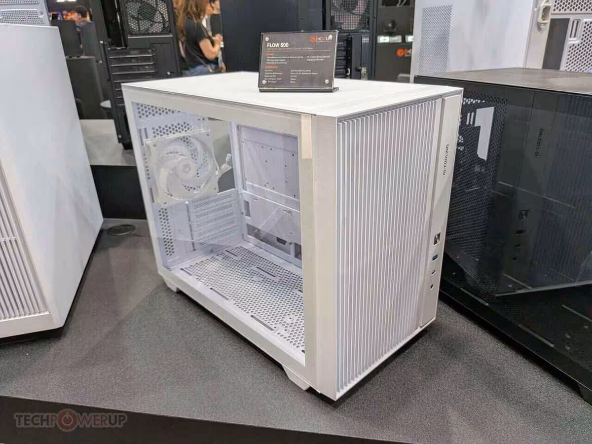 Boîtier PC blanc ID-Cooling à façade nervurée, châssis ouvert
