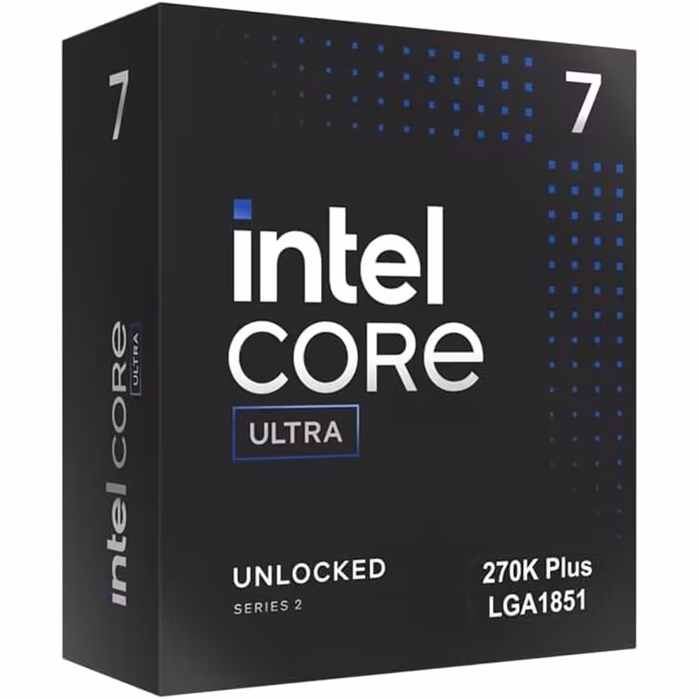 Packaging retail Intel Core Ultra 7 boîte noire bleue contraste élevé emballage net