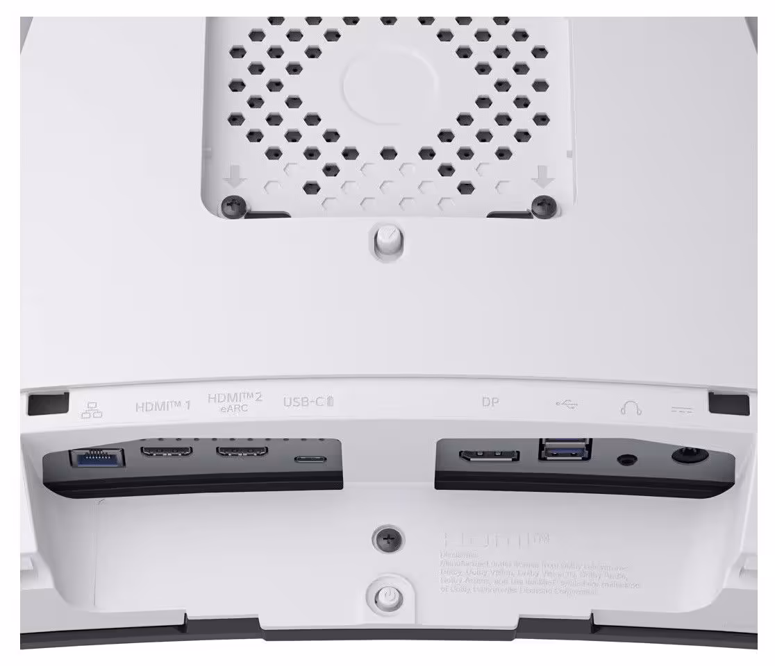 LG UltraGear 34GX90SB-W : un OLED 34 pouces 240 Hz qui fait aussi office de TV connectée 4 Connectique arrière du moniteur LG UltraGear avec ports HDMI, DisplayPort et USB-C
