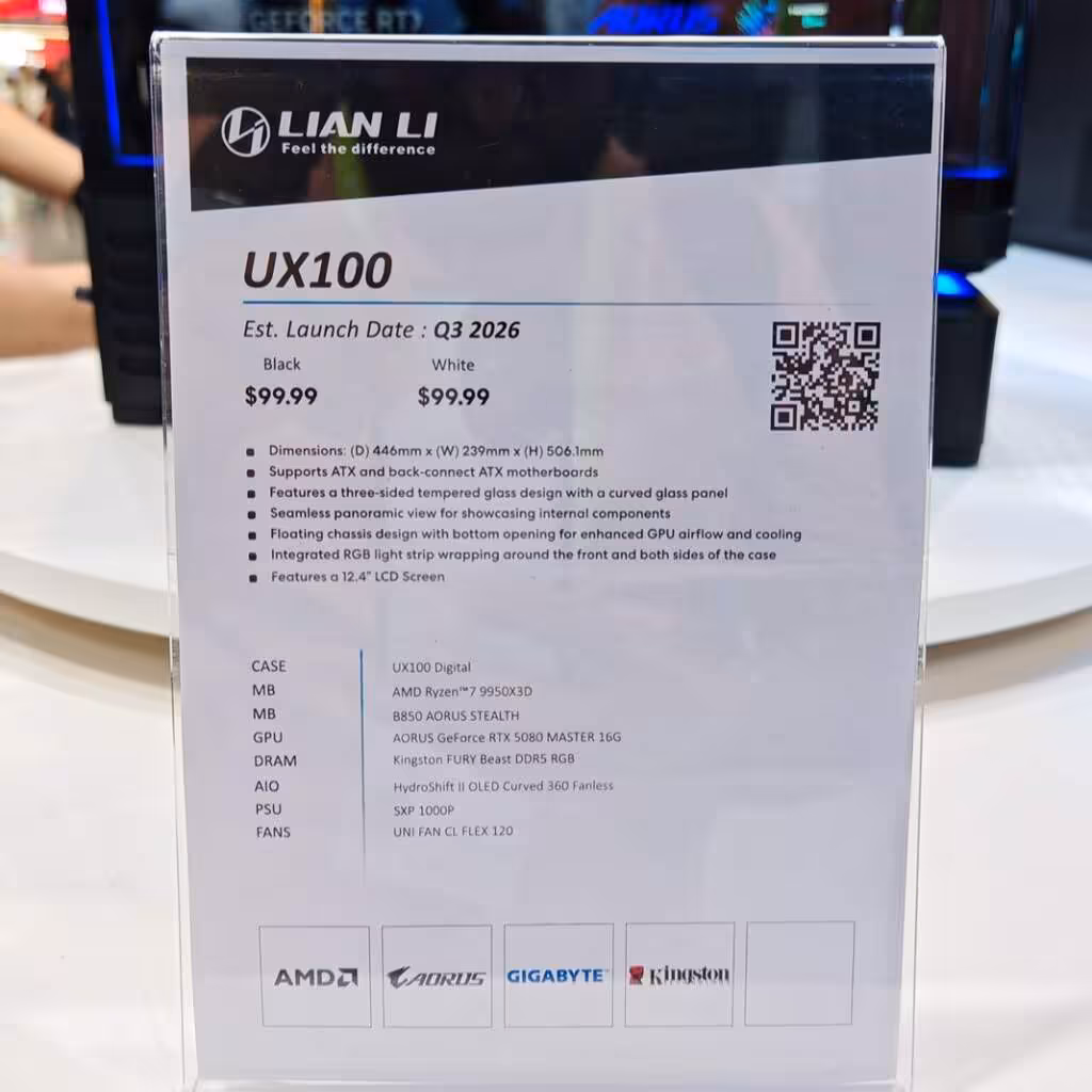 Lian Li UX100 : un boîtier aquarium à 99 $ vu au Computex 2026 7 lian li ux100 specs prix