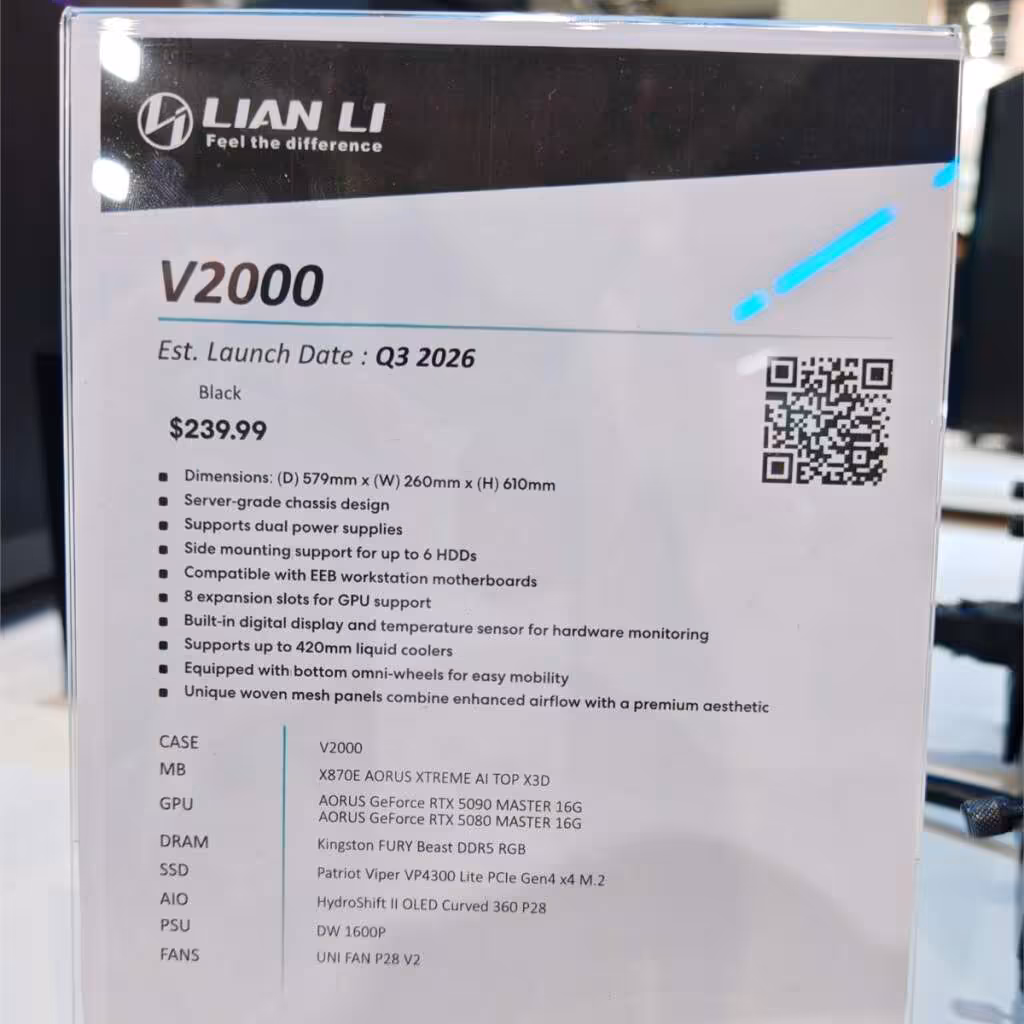 lian li v2000 specs prix